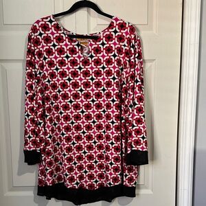 Ruby Rd. Red and Black Geometric Blouse 3X